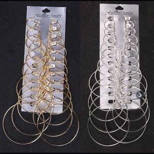 12 Pair Women’s Hoop Earring Set Gold/Silver